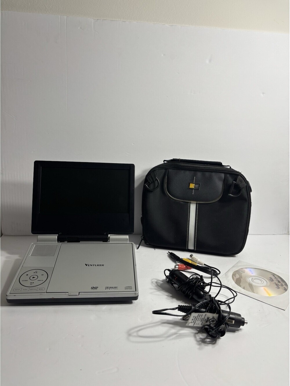 Venturer Portable DVD Player LCD Case Logic Bag W/Car Charger&Earbuds-See Desc*